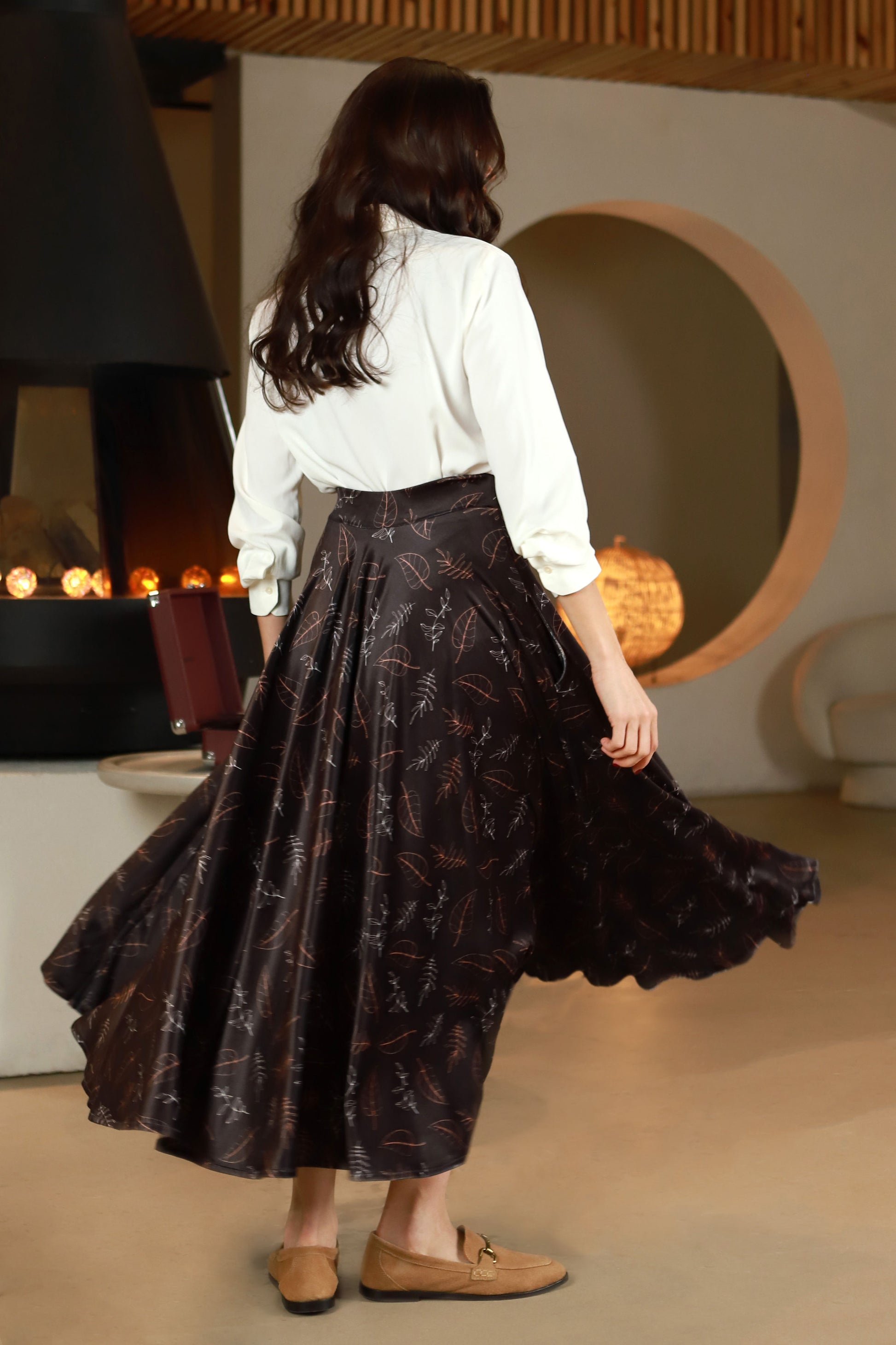 Lega Milita Peach Brown veliūrinis sijonas