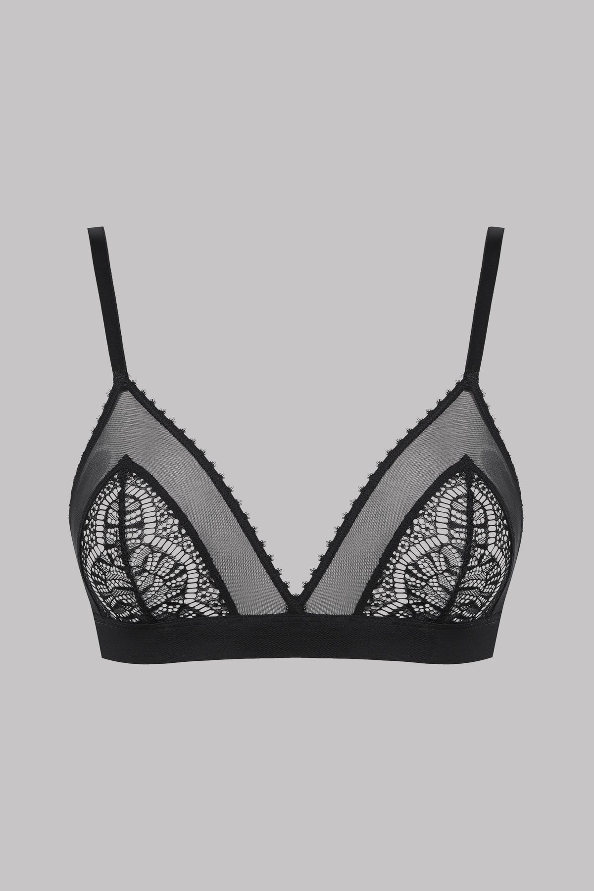 Maison Close прозрачный треугольный бюстгальтер с кружевом "Accroche Coeur Black"