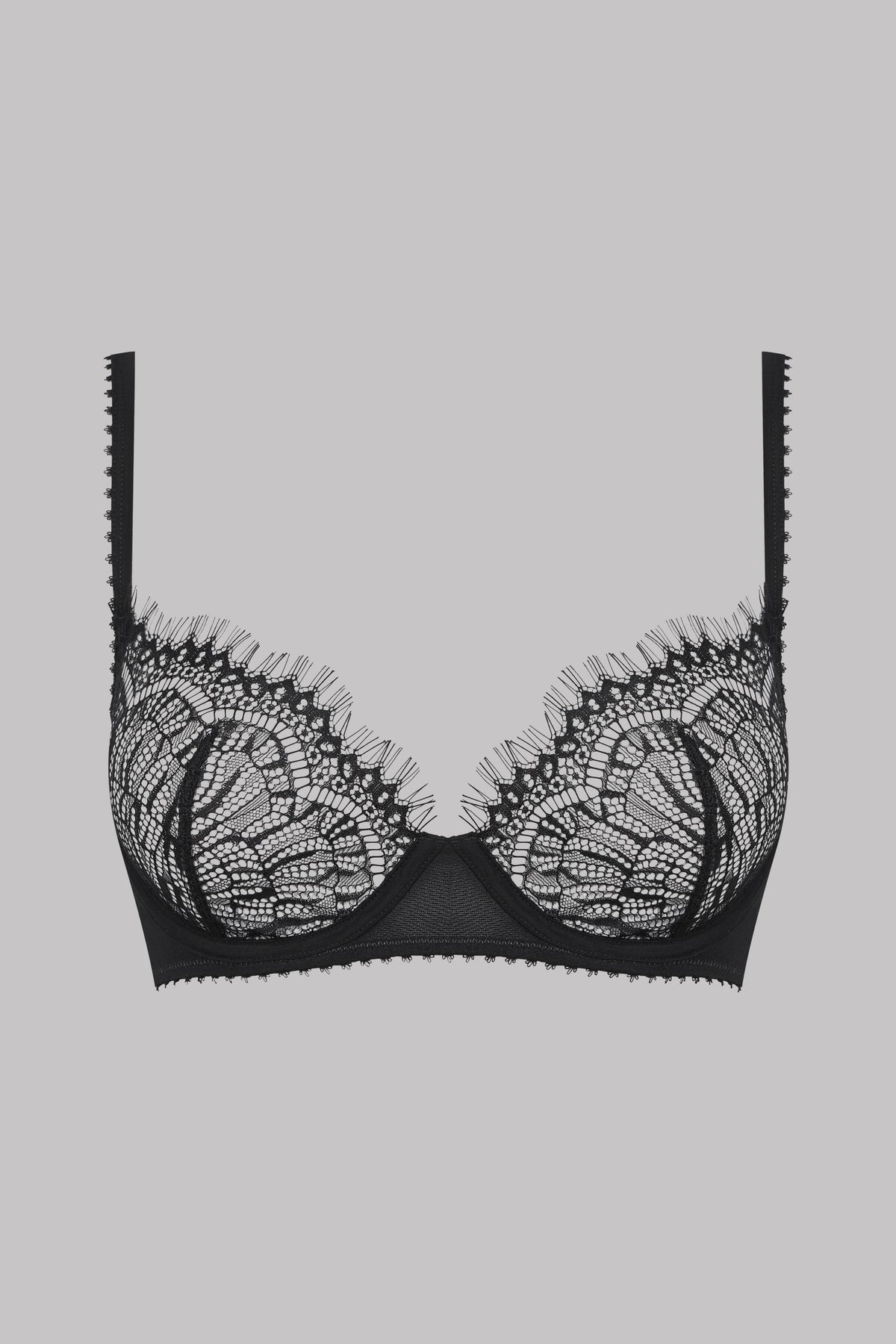Maison Close прозрачный кружевной бюстгальтер на косточках "Accroche Coeur Black"