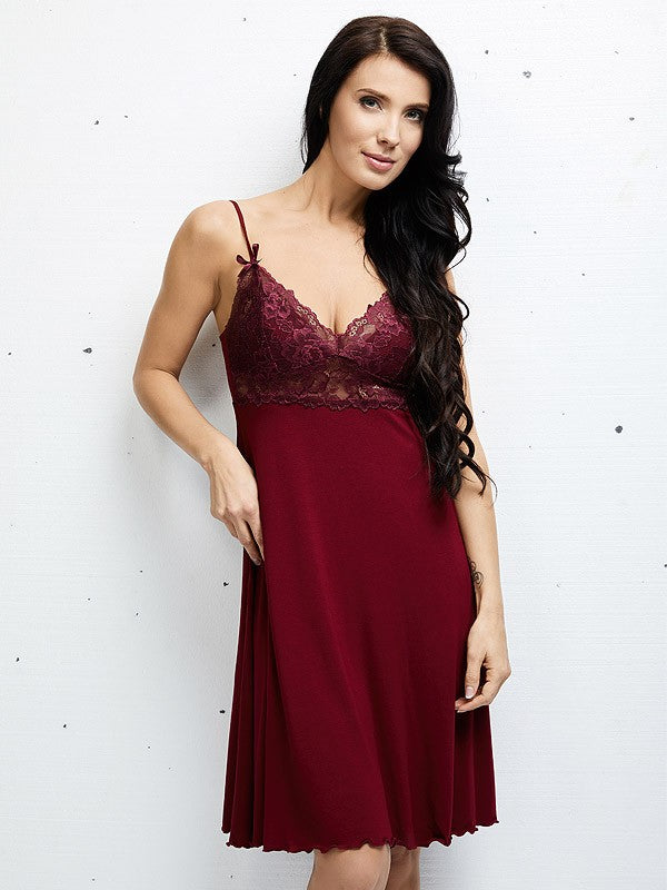 Lega Viscose Nightdress Regina Bordeaux