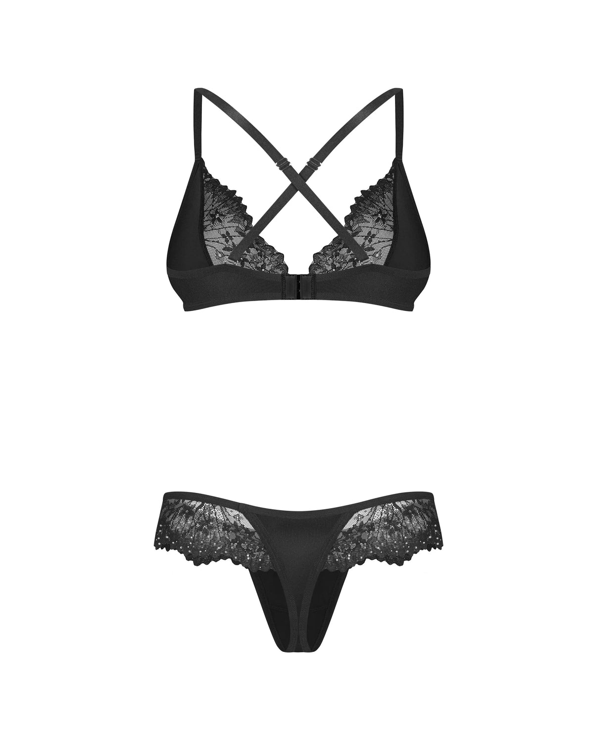 Juoda liemenėlė ir stringai