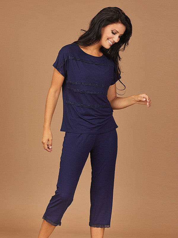 Lega Viscose Pyjamas Dita Dark Blue