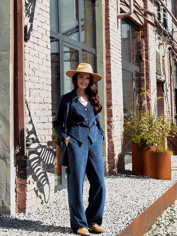 Lega samta bikses "Valery Navy Velvet"