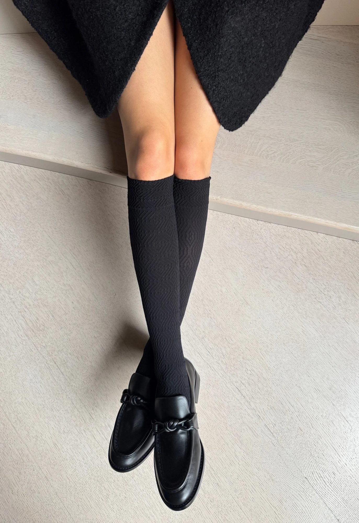 Veneziana Patterned Knee-High Socks Margo 60 Den Black