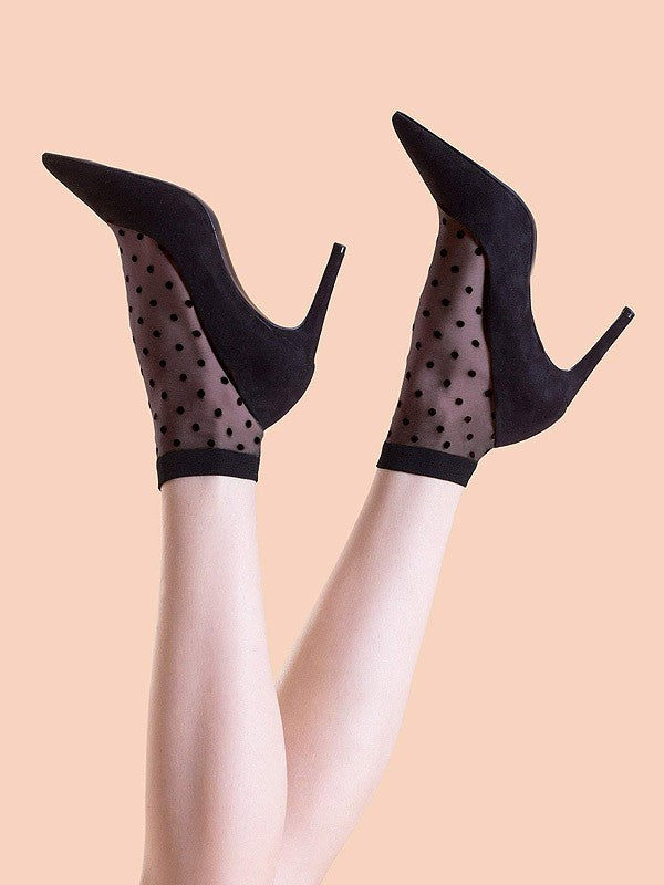 Fiore Patterned Socks Cute 20 Den Black