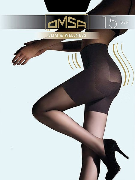 Omsa Matte Tights With Shaping Control Top Silhouette 15 Den Black