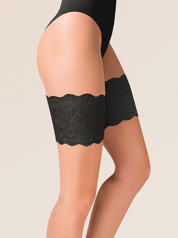 Gabriella Lace Thigh Bands with Silicone Black