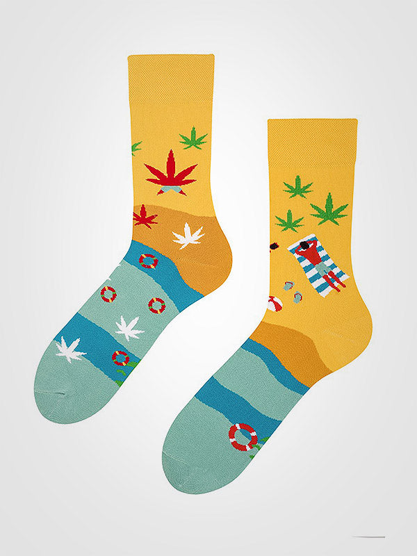 Spalvotos Kojines unisex medvilninės kojinės "Chill Yellow - Blue"