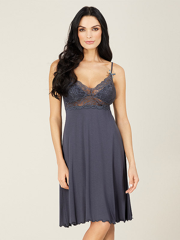 Lega Viscose Nightdress Regina Blueish Grey
