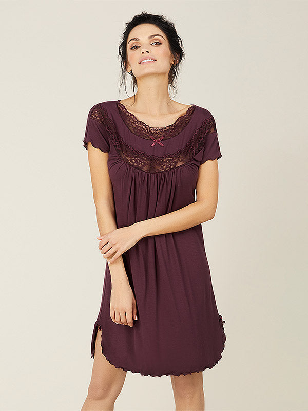 Lega Viscose Nightdress Orinta Wine
