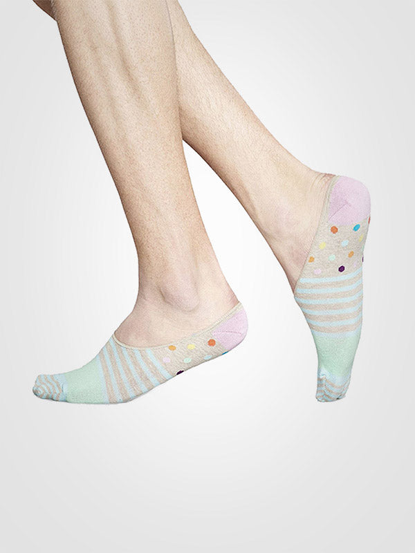 Happy Socks medvilninės nepastebimos kojinaitės "Dots Multicolor"