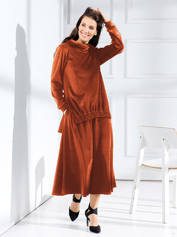 Lega Cotton Midi Skirt Elodie Spice Velour