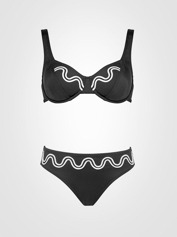 Lidea bikini maudymosi kostiumėlis su lankeliais "Stromboli 2 Black - White"