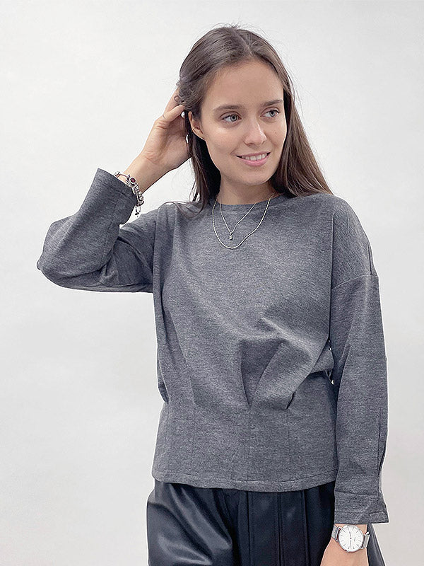 Il Vento E La Seta Long Sleeve Blouse Sarah Grey Melange