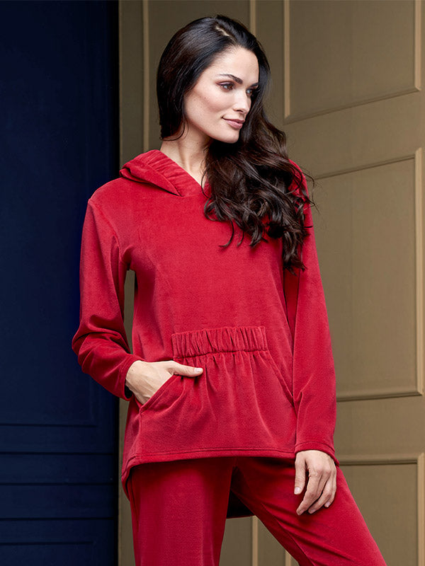 Lega Cotton Leisure Sweatshirt Minella Red Velour