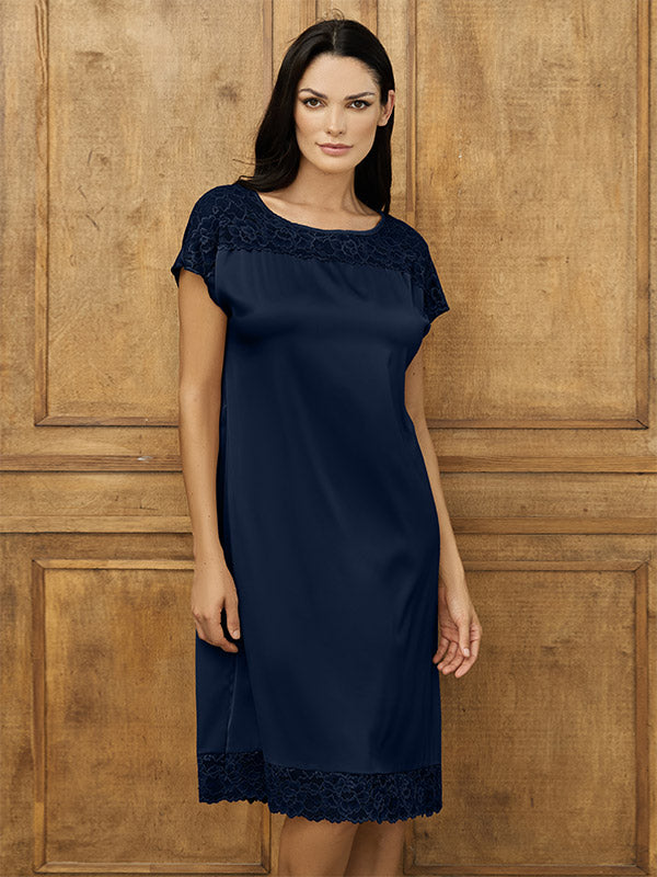 Lega Satin Chemise Carole Dark Blue