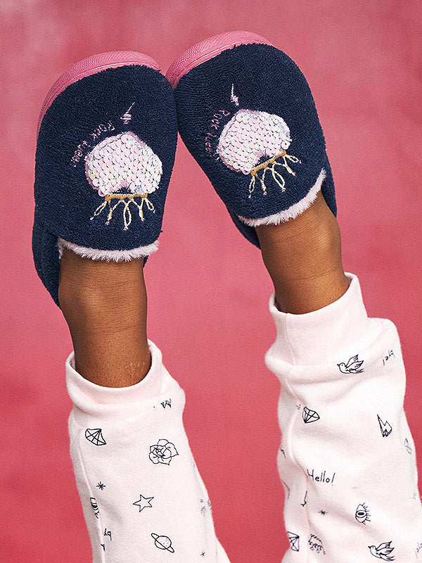 Muydemi Kids Slippers With Ankle Boots Rock Queen Navy - Pink - Gold