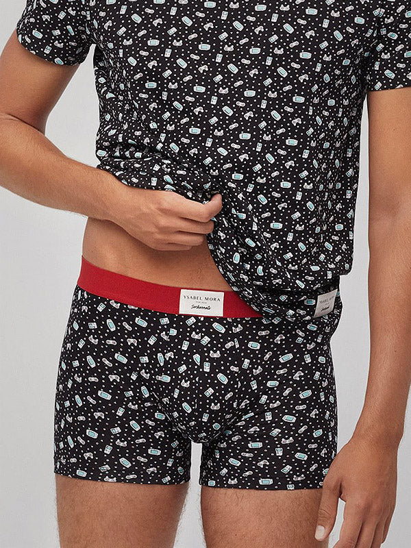 Ysabel Mora 2-Pack Men's Cotton Boxer Briefs Gaming Black - Multicolor