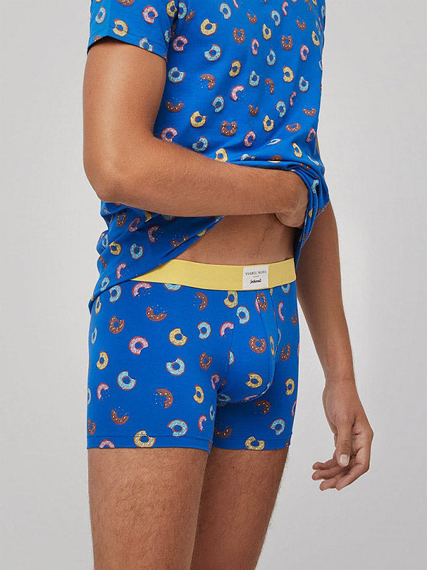 Ysabel Mora 2-Pack Men's Cotton Boxer Briefs Donuts Blue - Red - Multicolor