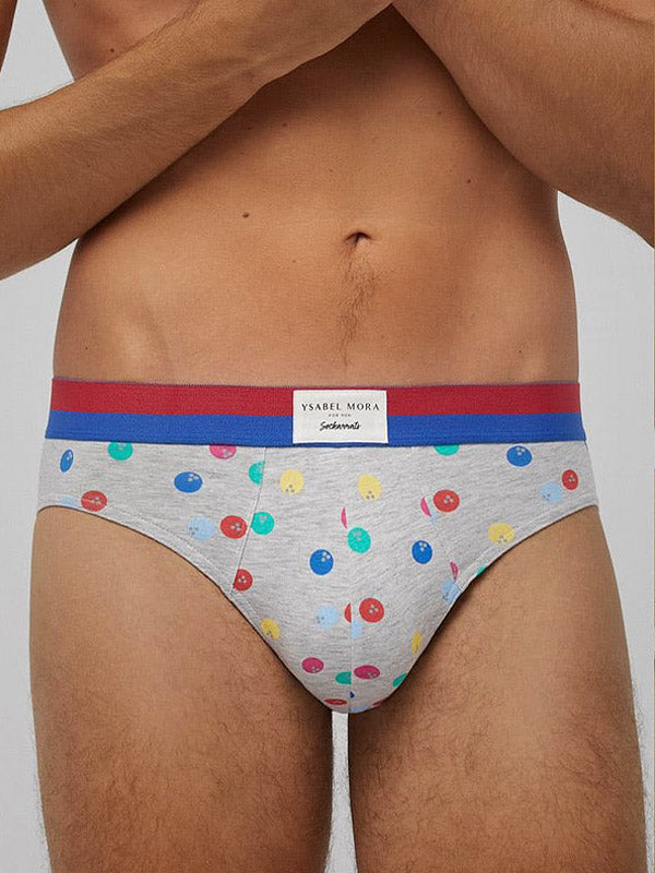 Ysabel Mora 2-Pack Men's Cotton Briefs Bowling Green - Grey - Multicolor