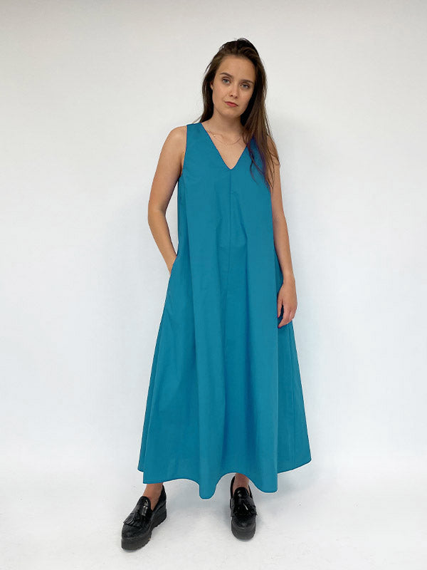 Il Vento E La Seta Cotton Maxi Dress Luna Saphire