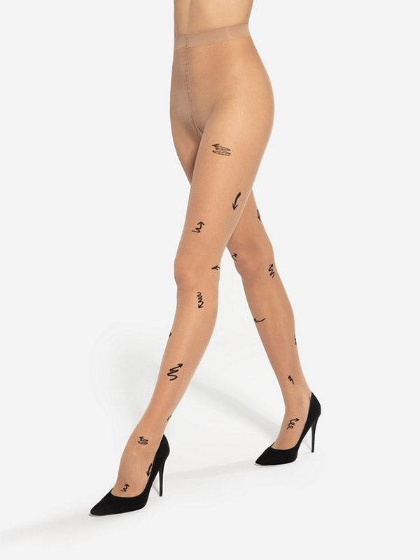 Gatta Patterned Tights Arrow 01 20 Den Daino - Black