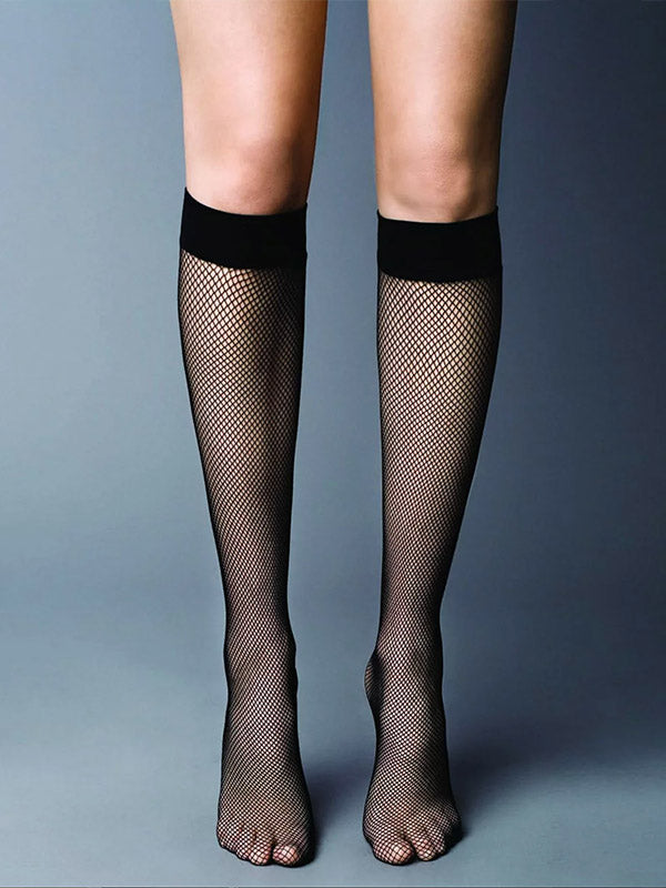 Veneziana Fishnet Knee High Socks Rete Black