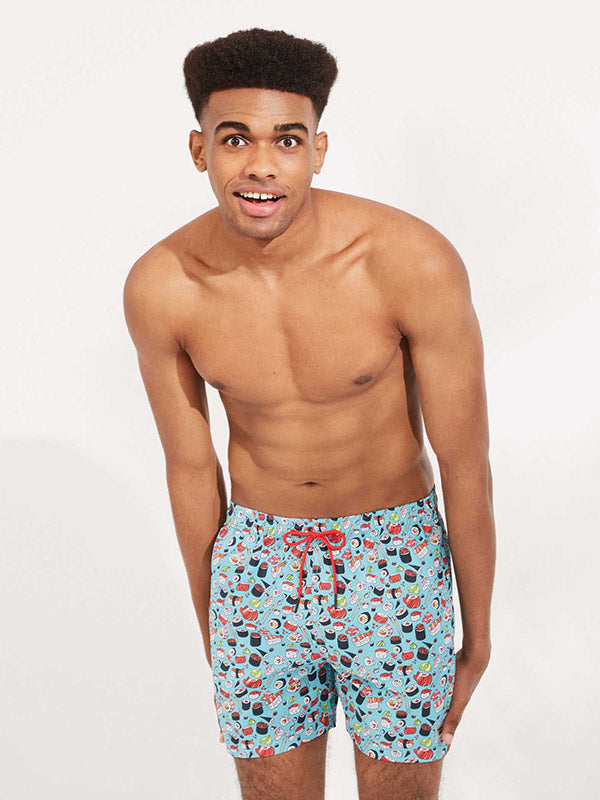 Ysabel Mora men's swim shorts Sushi Light Blue - Multicolor