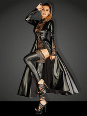 Noir Handmade šlapio efekto apsiaustas "Cassandra Black"