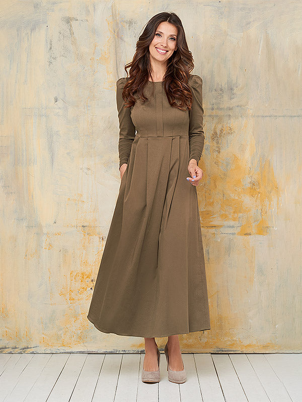 Lega Long Waisted Dress Lucita Khaki