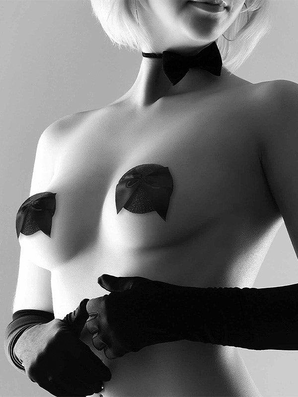 Bijoux Indiscrets Nipple Covers Burlesque Bow Black