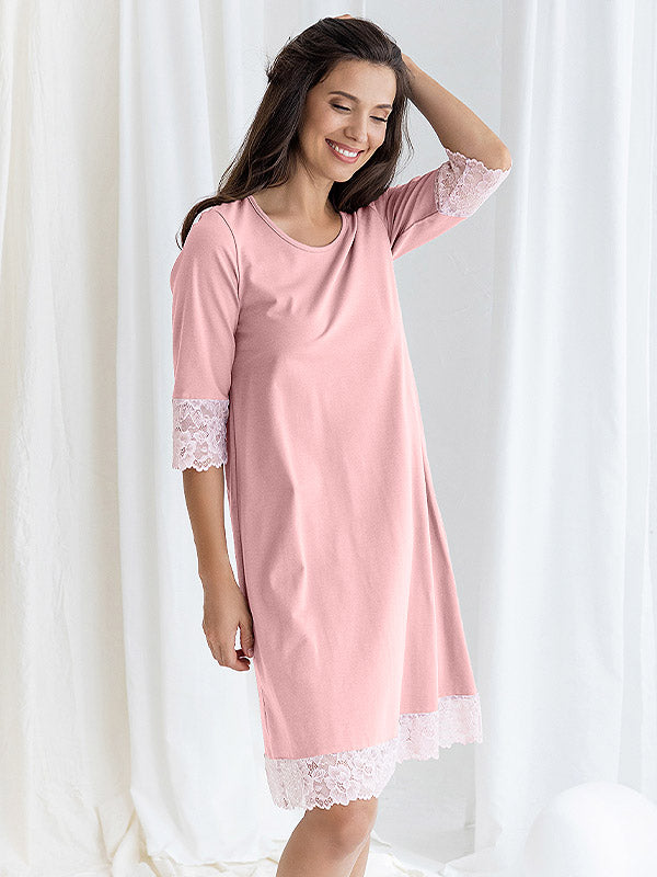 Lega medvilniniai naktiniai "Gordana Pink - White"