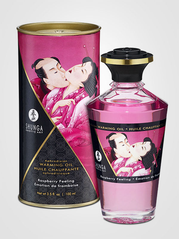 Shunga šildantis masažo aliejus "Aceite Afrodisiaco Raspberry Feeling"