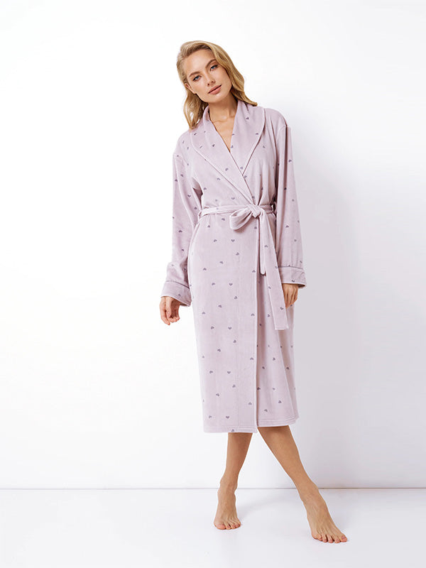 Aruelle Long Velour Dressing Gown Izzie Lilac Velour