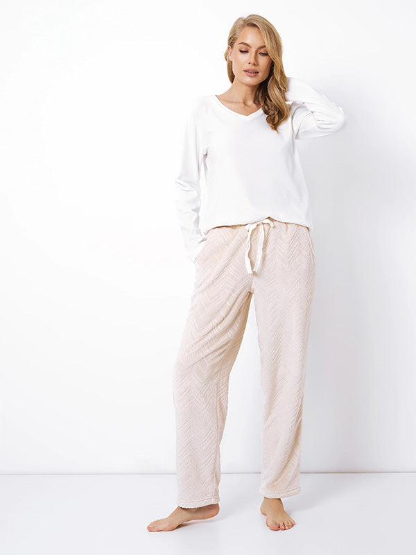 Aruelle Long Warm Pyjamas Zahra Long Beige - White