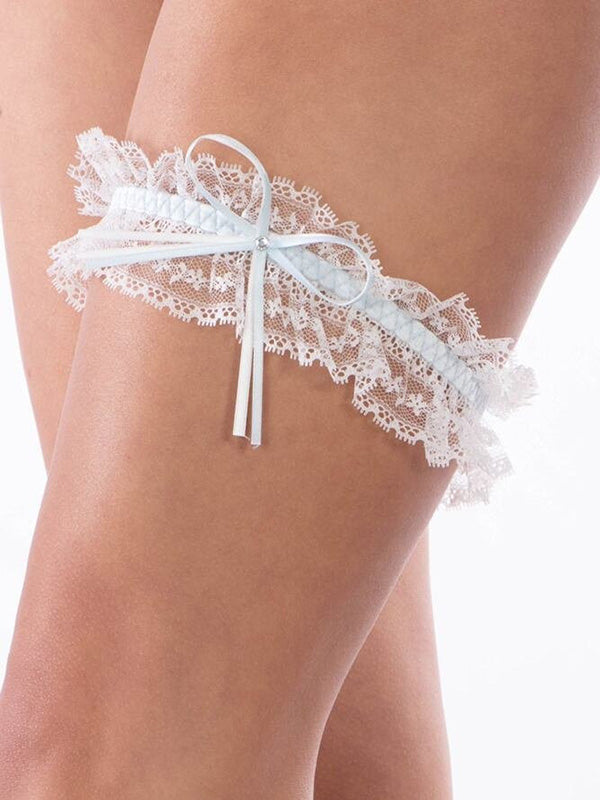 Esotiq nėriniuotas keliaraištis "Valea White - Light Blue"