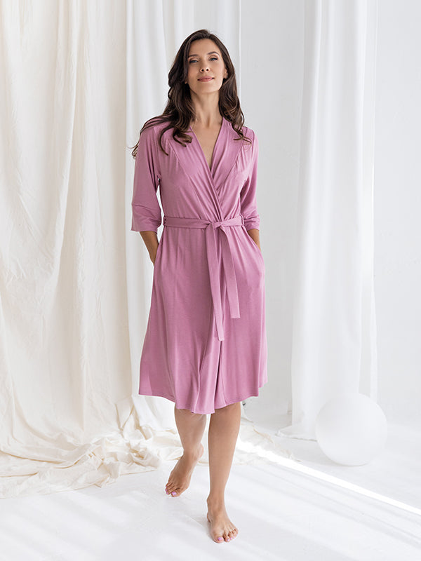 Lega Viscose Dressing Gown Agustina Dusty Pink