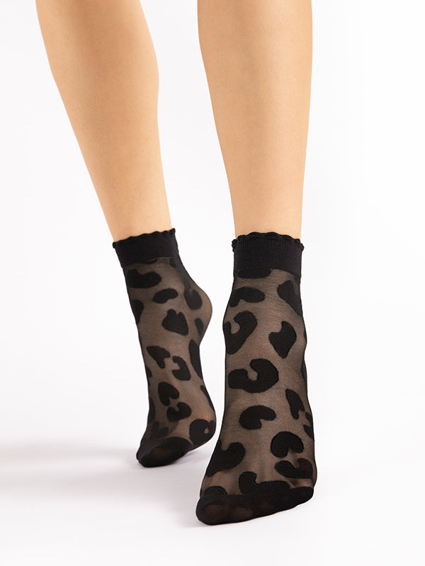 Fiore Patterned Socks Alpine 20 Den Black