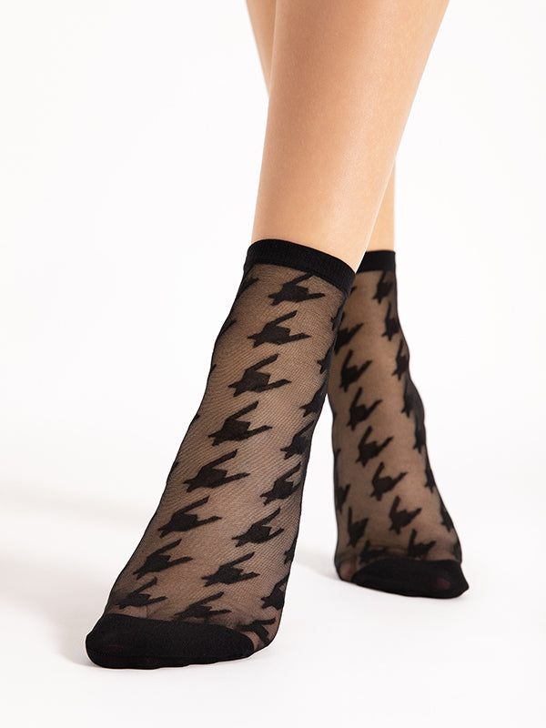 Fiore Patterned Socks Rita 20 Den Black