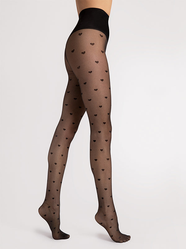 Fiore Corrective Patterned Tights Heartbeat 20 Den Black