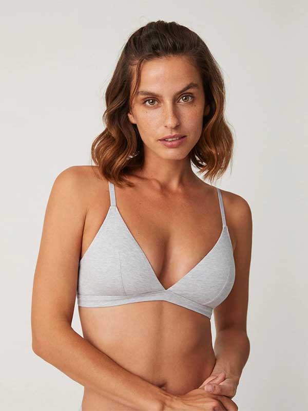 Ysabel Mora Cotton and Modal Bra Nelida Grey Melange