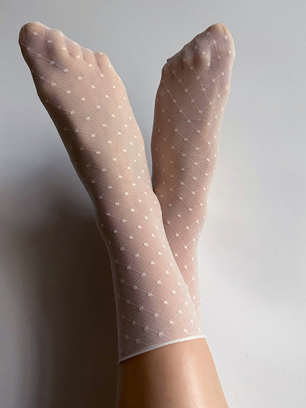 Veneziana Patterned Socks Sofia Ecru