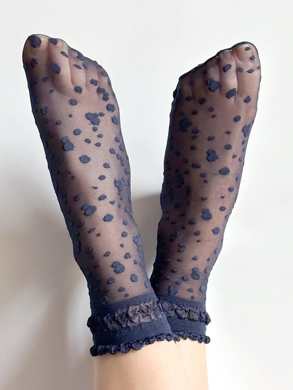 Veneziana Patterned Socks Elvira Dark Blue