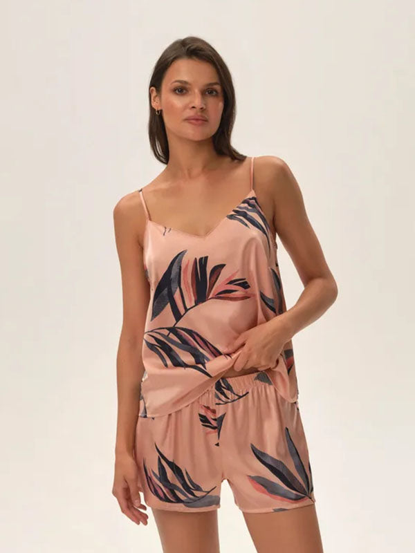 Esotiq trumpa atlasinė pižama "Jane Rose - Multicolor Floral Print"