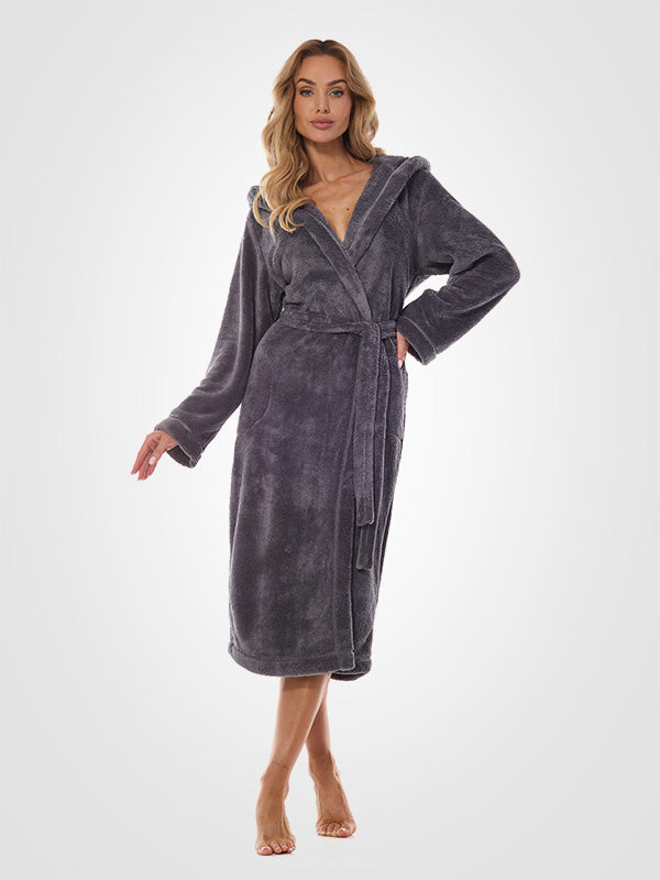L&L Long Hooded Robe Night Graphite