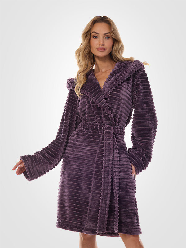 L&L raštuotas chalatas su gobtuvu "Robin Amethyst"