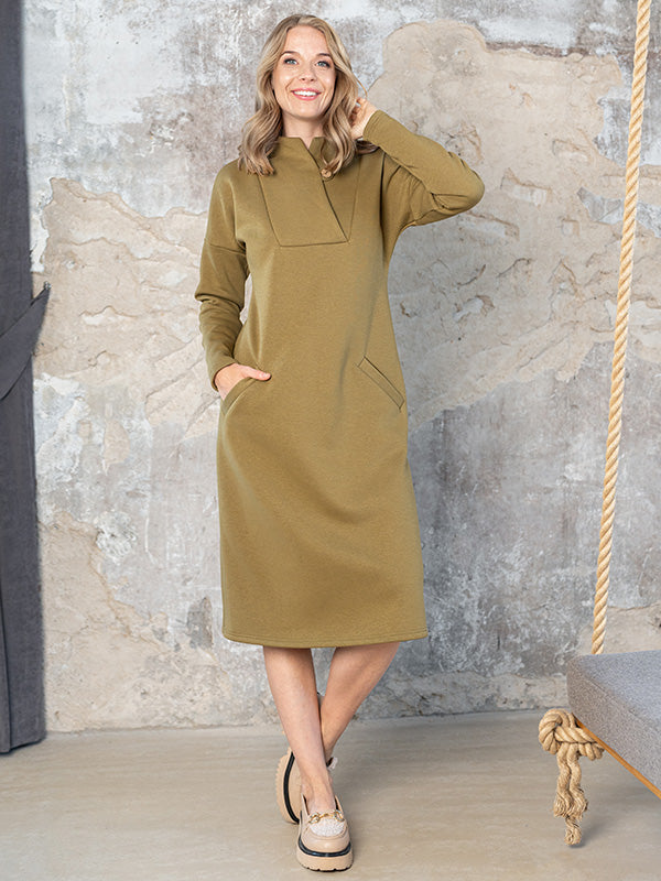 Lega Cotton Dress With Fluff Inside Wanda Khaki