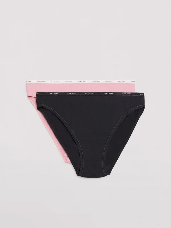 Ysabel Mora 2 medvilninių kelnaičių komplektas "Layla Black - Pink"