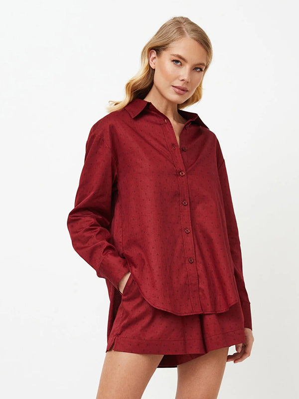 Aruelle Short Cotton Pajamas Set Vittoria Bordeaux