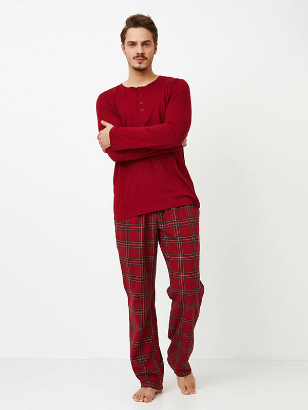 Aruelle Men's Pyjamas in Cotton and Modal Harry Long Red